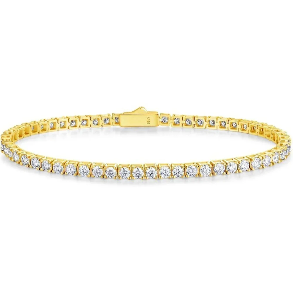 🔥Fancime Tennis Bracelet Women Yellow Carats Lab-Grown Diamond Sterling Jewelry - Picture 1 of 7